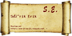 Sárik Erik névjegykártya